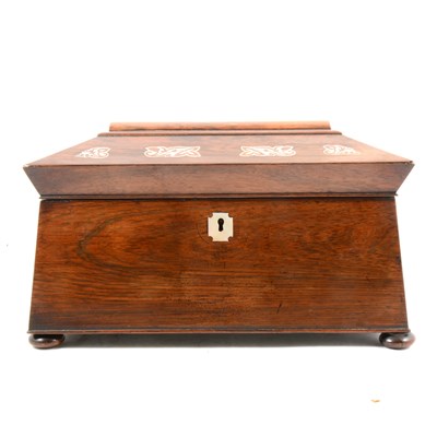 Lot 282 - A Victorian rosewood sarcophagus tea caddy,...