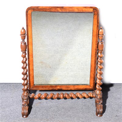 Lot 555 - A Victorian walnut dressing table mirror