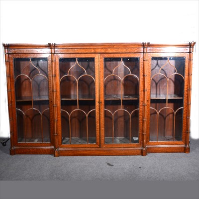 Lot 631 - George IV mahogany breakfront bookcase,  in the style of Gillow's of Lancaster.