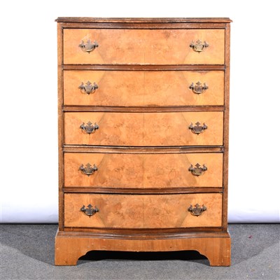 Lot 449 - A reproduction figured walnut bowfront chest of drawers