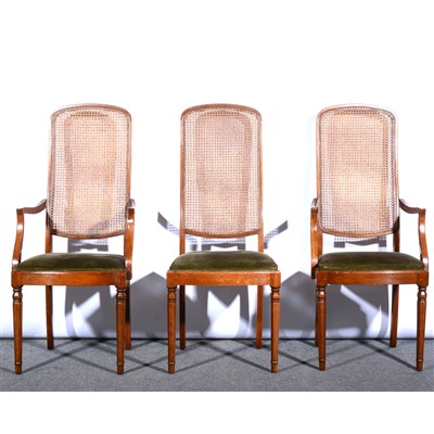 Lot 410 - Set of six stained beechwood high-back dining chairs