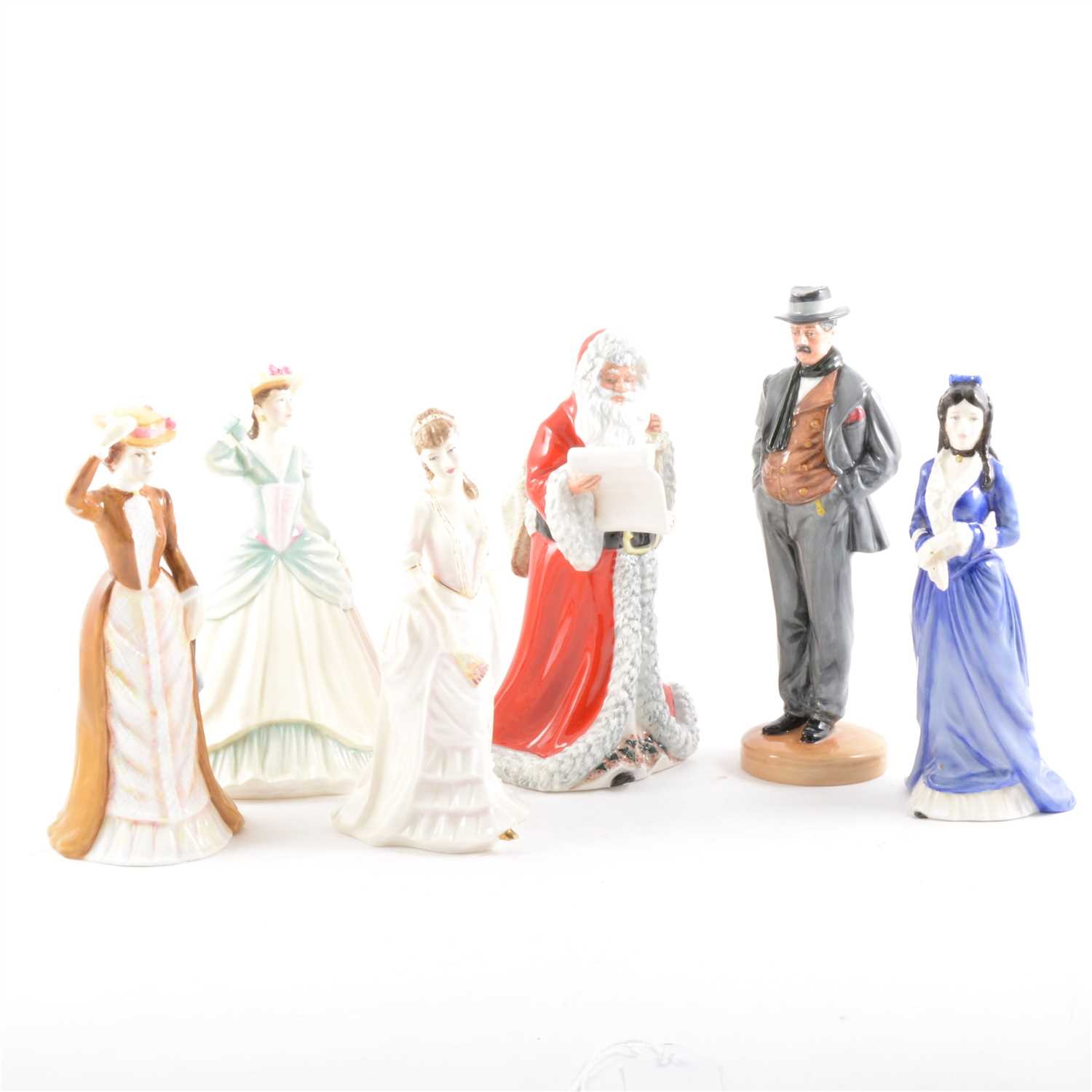 Lot 42 - A Royal Doulton figure, Father Christmas, HN3399, and eleven other decorative figurines