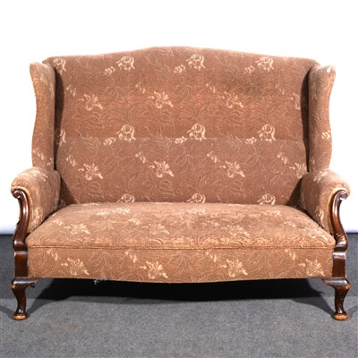 Lot 497 - An Edwardian wing-back settee, ...