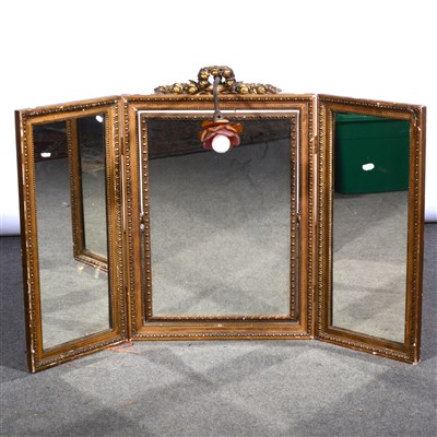 Lot 535 - A gilt framed Triplex dressing table mirror, ...