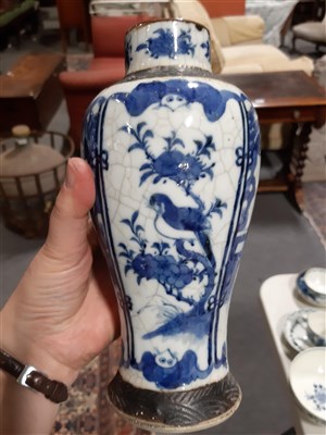 Lot 26 - A Chinese crackle glaze blue and white vase, ...