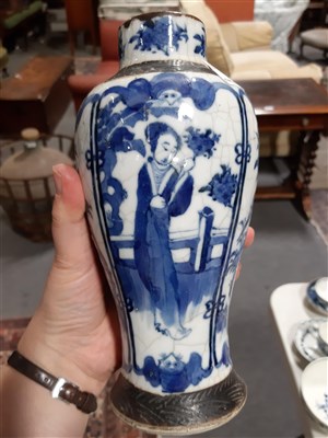 Lot 26 - A Chinese crackle glaze blue and white vase, ...