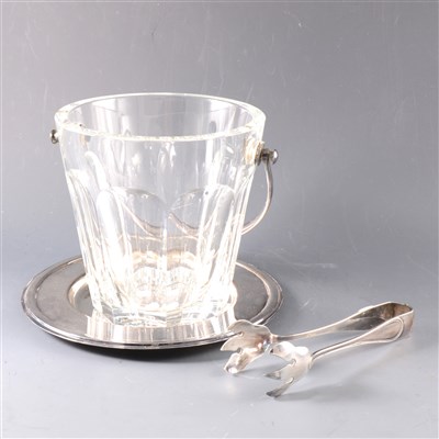 Lot 118 - A Baccarat ice bucket, with plated stand and ice-grips