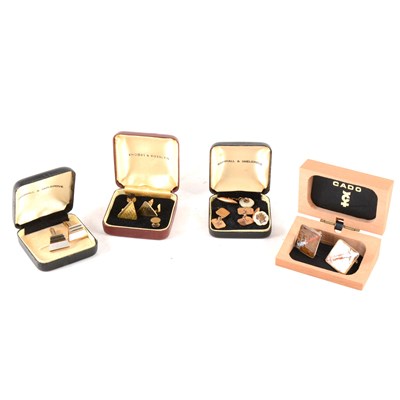 Lot 276 - A pair of 9 carat yellow gold cufflinks and several other pairs of cufflinks etc.