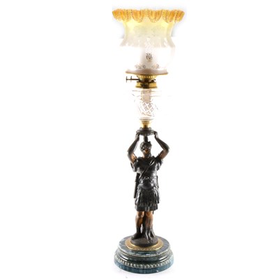 Lot 190 - An oil lamp, figural column designed as a Roman soldier, ...