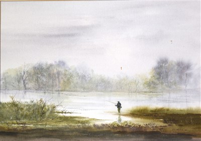 Lot 303 - D G Chatfield, Fly Fishing, watercolour, ...