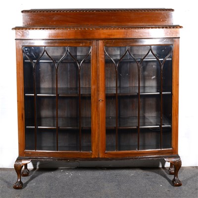 Lot 345 - Walnut china cabinet, bowfront, slightly...