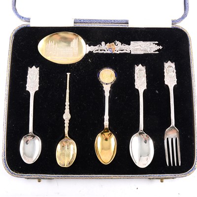 Lot 259 - A set of silver commemorative spoons and other teaspoons.