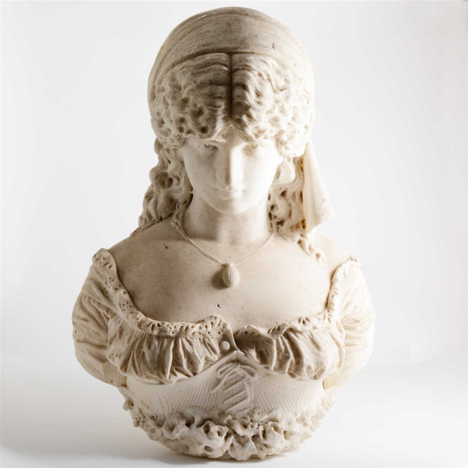 Lot 77 - A Victorian marble portrait bust of a young lady