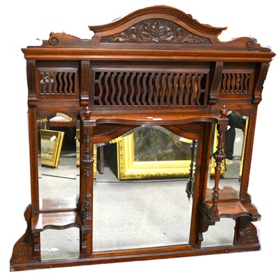 Lot 356 - A Victorian walnut overmantel