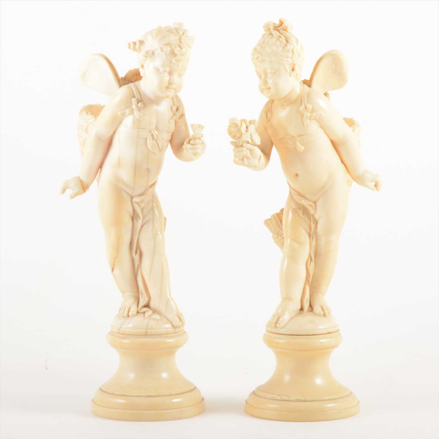 Lot 538 - A pair of Dieppe ivory figures