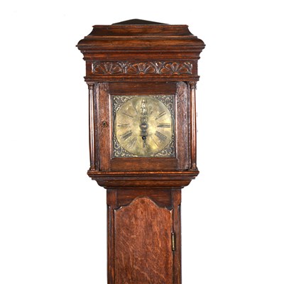 Lot 522 - An oak grandmother size longcase clock, ...