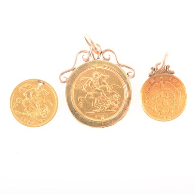Lot 235 - Three de-faced gold coins.