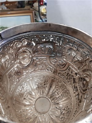 Lot 176 - Silver trophy in the form of a large goblet on a round marble base
