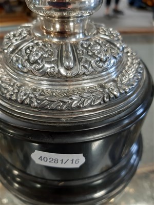 Lot 176 - Silver trophy in the form of a large goblet on a round marble base