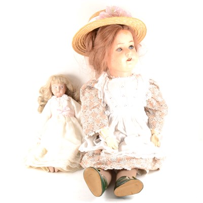Lot 109 - An early 20th Century composition head doll by Heubach Koppelsdorf, and a modern doll.