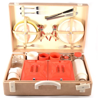 Lot 203 - A Brexton fitted picnic picnic case with red and white fitted interior.