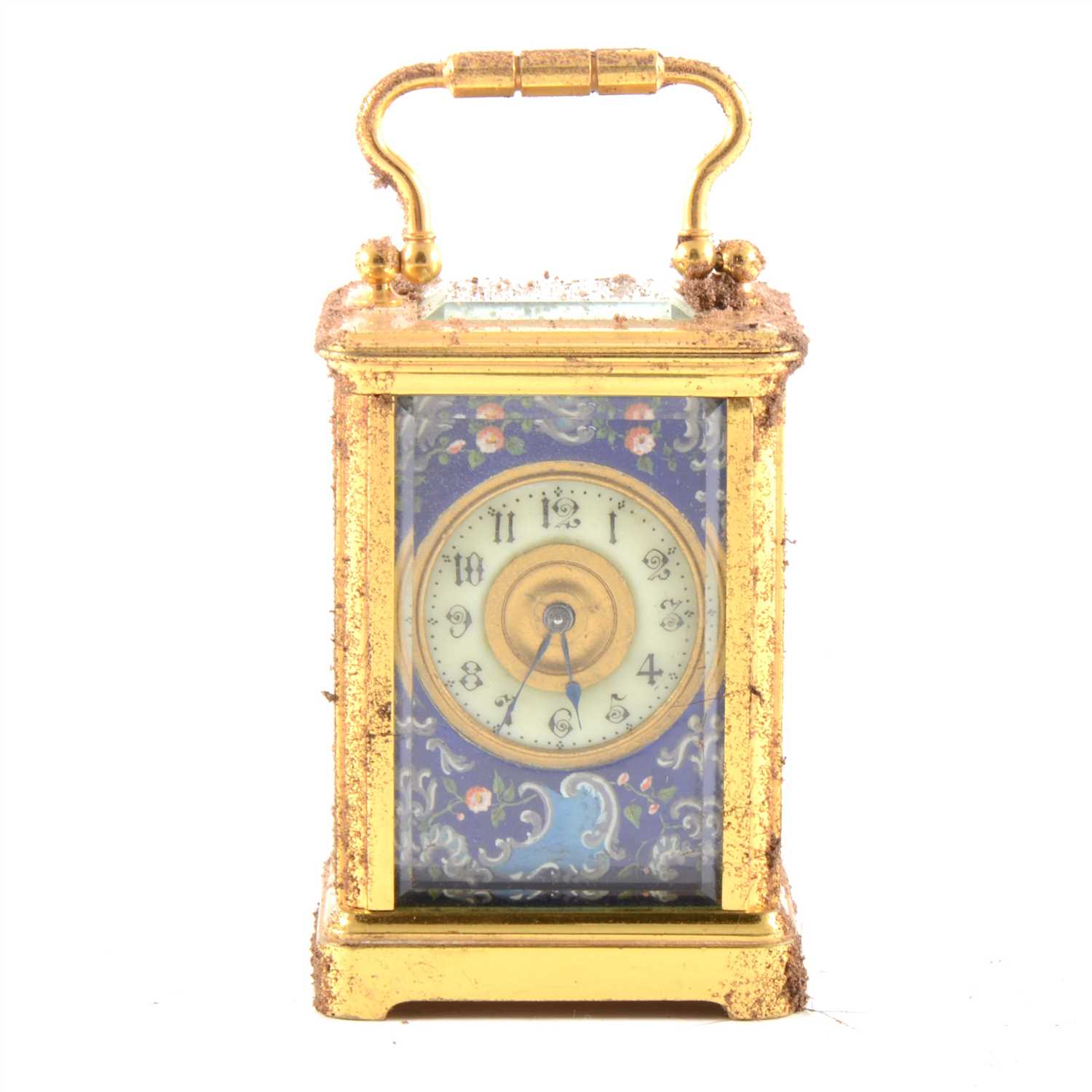 Lot 115 - A small enamelled carriage clock.