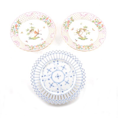 Lot 83 - A pair of Herend porcelain ribbon plates, ...