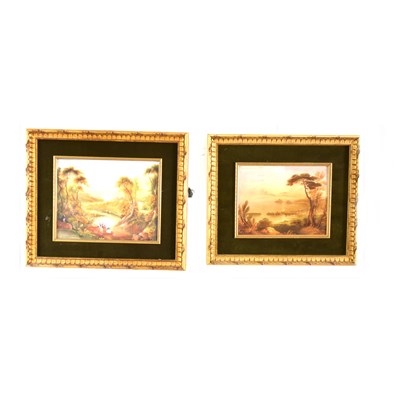 Lot 128 - After J M W Turner, picturesque landscape, a painted porcelain panel; and another similar