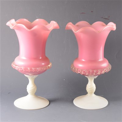 Lot 120 - A pair of Italian opaque moulded glass vases