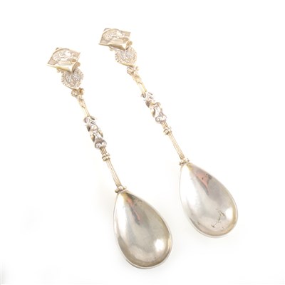 Lot 182 - A pair of white metal spoons