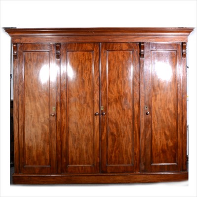 Lot 850 - Victorian mahogany four section wardrobe