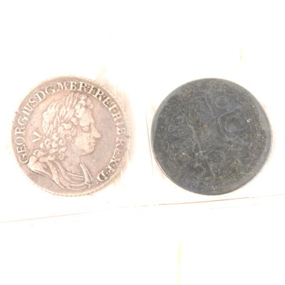 Lot 337 - Two George I silver shillings