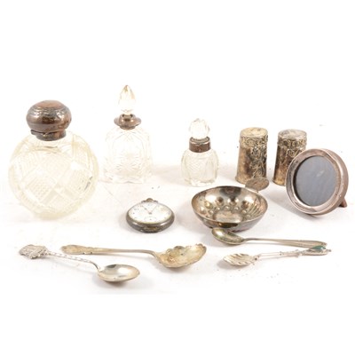 Lot 193 - Cut glass scent bottles and other small silver and plated wares