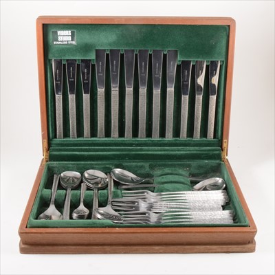 Lot 195 - A canteen of 'Bark' effect stainless-steel cutlery, by Gerald Benney for Viners Studio, circa 1960