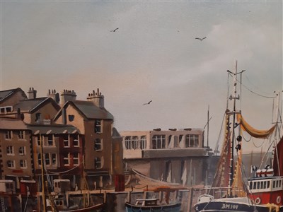 Lot 529 - William H. Stockman, Brixham Harbour, oil on canvas