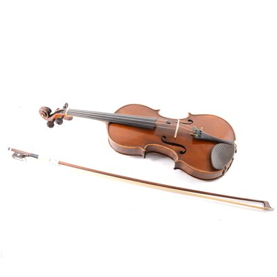 Lot 158 - A violin labelled Richard Peat, Wholesale Music Warehouse, bears date 1873, ...