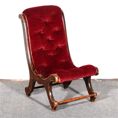 Lot 367 - Victorian nursing chair, maroon buttoned upholstery