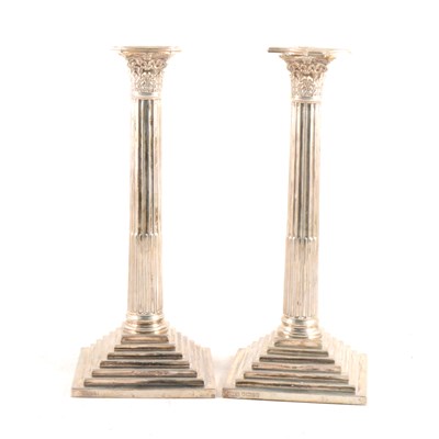 Lot 174 - A pair of Victorian silver candlesticks