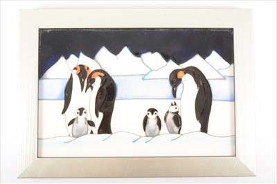 Lot 47 - A 'Family on Ice' pottery plaque, designed by Nicola Slaney for Moorcroft, 2017.