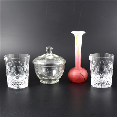 Lot 116 - A pair of Waterford Crystal glasses, an Edinburgh Crystal bowl and other vintage glassware.