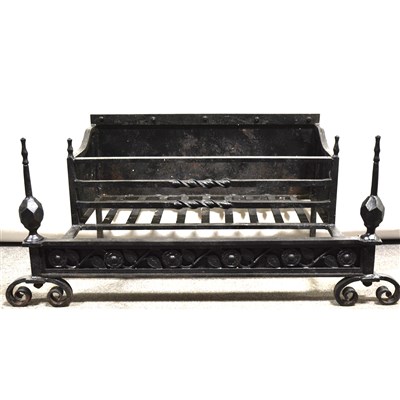 Lot 698 - A cast iron fire basket, ...