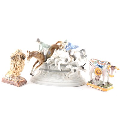 Lot 19 - A Continental porcelain hunting group, The Chase, ...