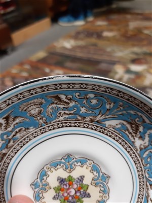 Lot 44 - A Wedgwood bone china teaset, Turquoise Florentine.