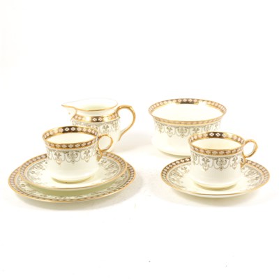 Lot 40 - A Cauldon tea service with blue and gilt border and Royal Worcester plates in the "Padua" pattern, Carlton Ware preserve pot, plates etc.