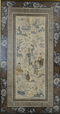 Lot 455A - A Chinese silk embroidered panel, ...