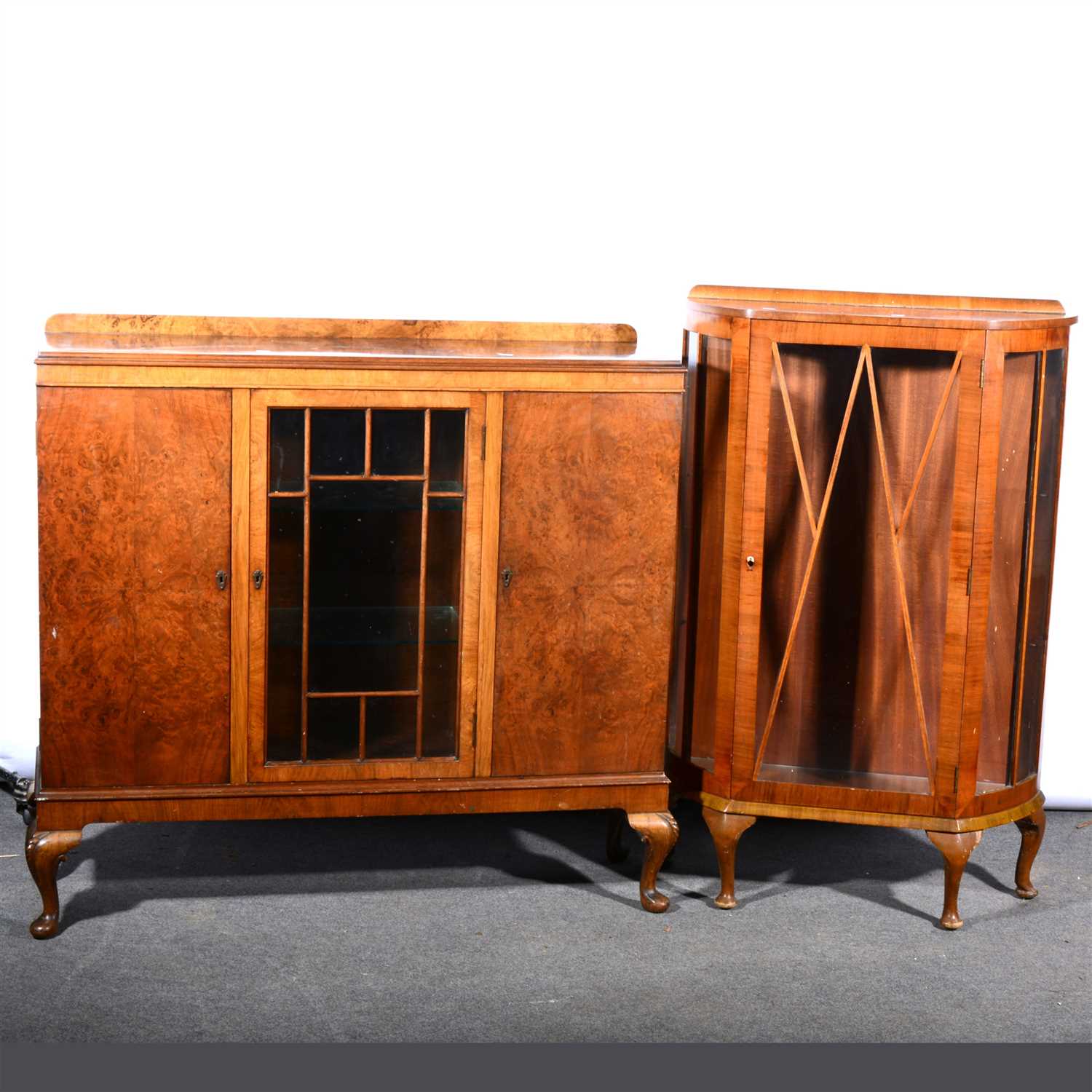 Lot 540 A Walnut Display Cabinet And Another Walnut