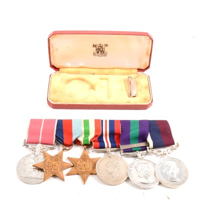 Lot 203 - Bar of six medals presented to 1872227 Flt Sgt Frederick Fullom RAF, and accompanying miniatures