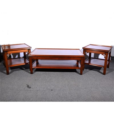 Lot 419 - A reproduction mahogany finish low-line coffee table, ...