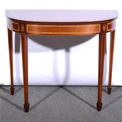 Lot 422 - A reproduction mahogany side table, D-shape top, ...