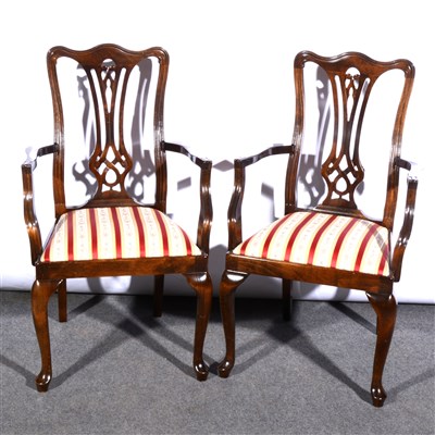 Lot 399 - A pair of stained beechwood carver chairs, ...